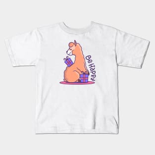 Cute Llama Be Happy Kids T-Shirt